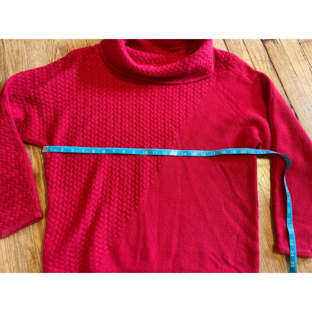 KENAR Turtleneck Sweater Wool Angora Rabbit Hair Red Long Sleeve Women Size L - Picture 2 of 5